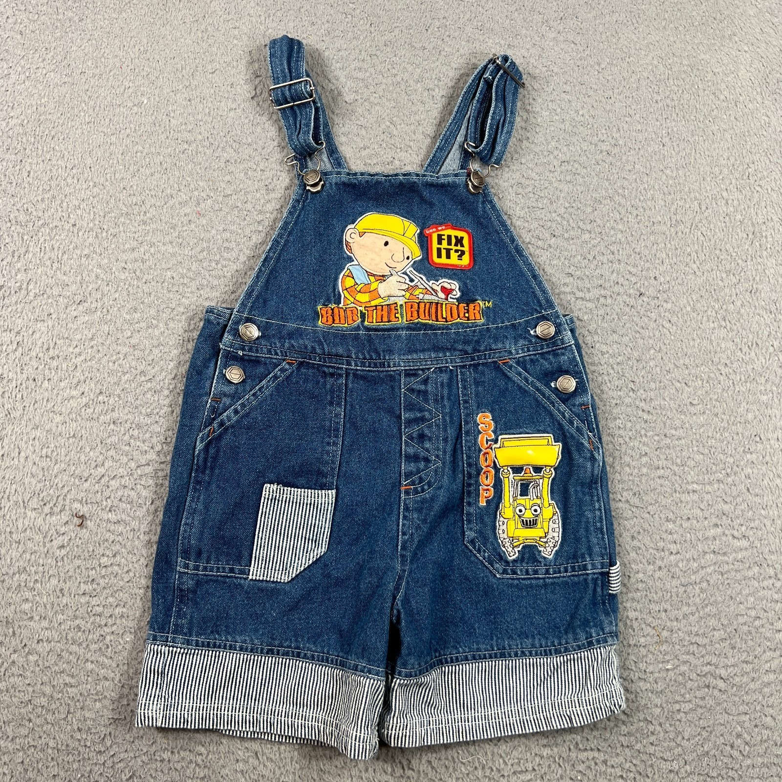 Vintage Y2k Bob The Builder Denim Shortalls Toddler 4t Bibs Overalls Cartoon